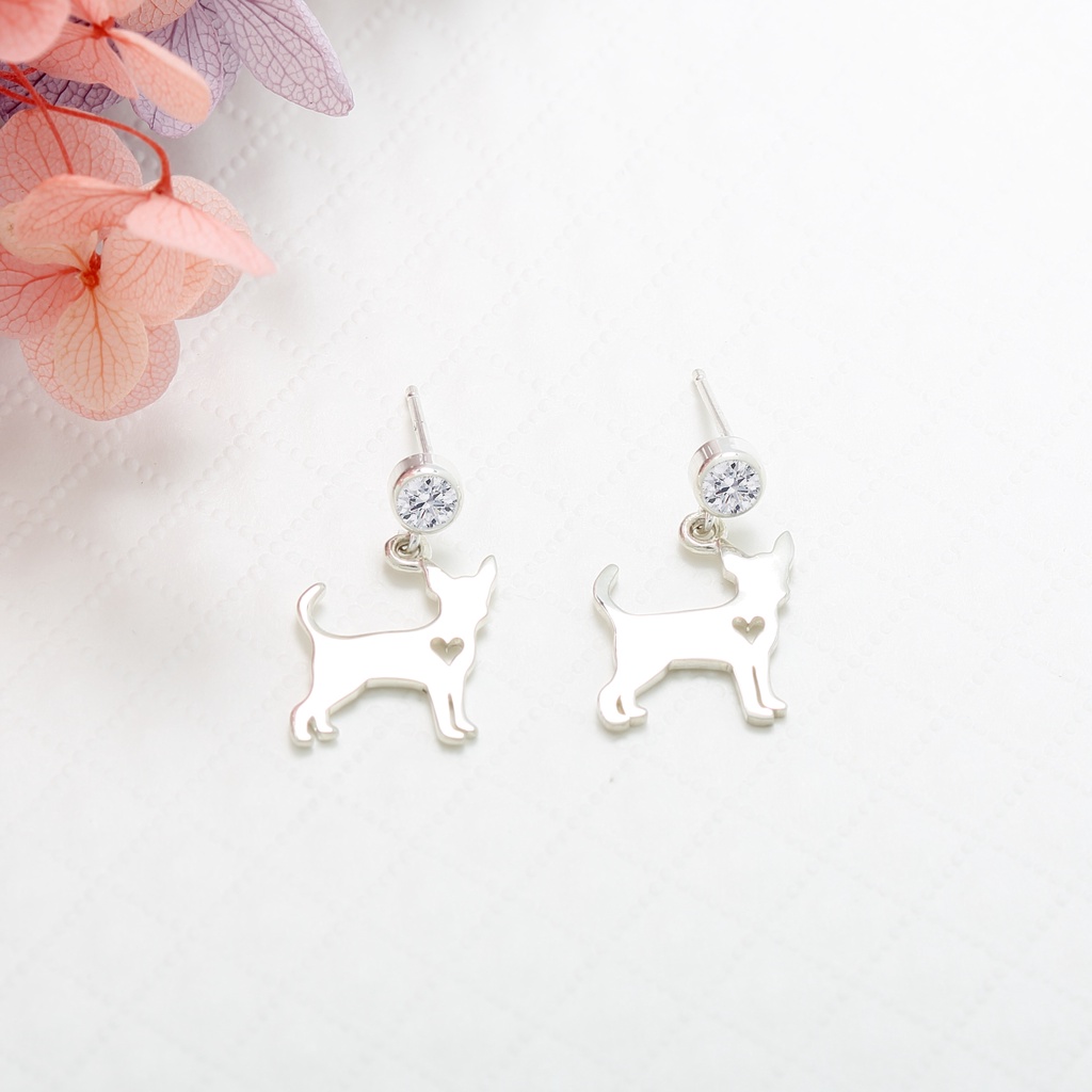 【Angel & Me】Chihuahua Dog s925 sterling silver earrings birthday christmas gift, , large