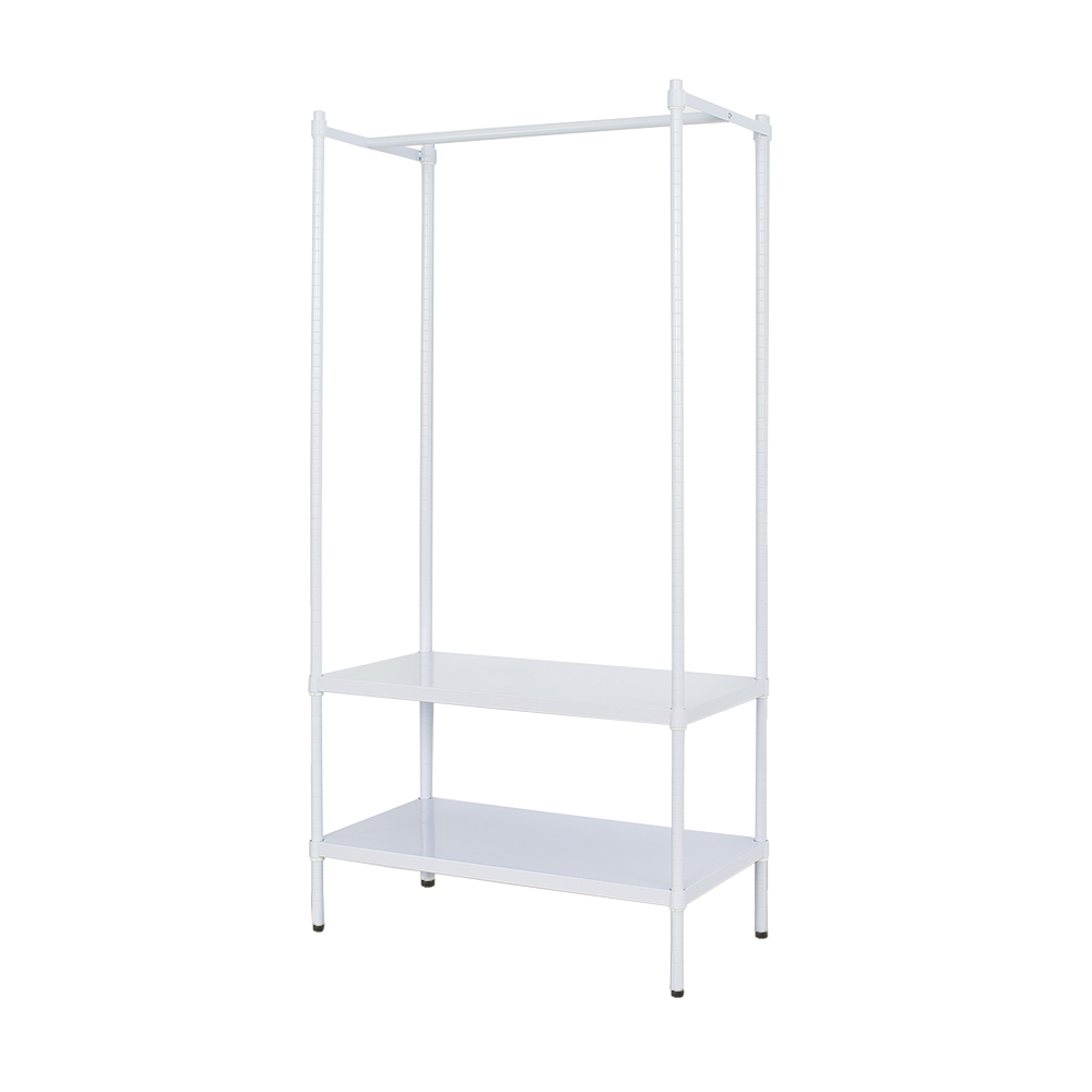 【Y HOUSE】90x45x180cm two-layer hole-free single-pole wardrobe rack, hole-free shelf, open hanger - white, , large