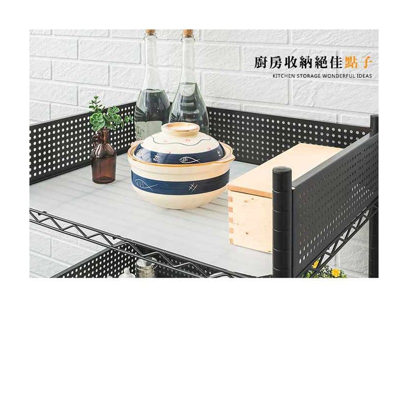 【Y HOUSE】60x45x100cm 廚房推車三層收納架(含圍籬組+透白PP板)-白色, , large
