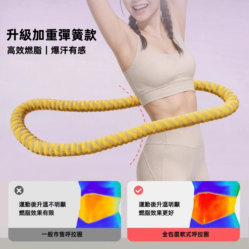 【A&R】全新升級多功能軟式健身呼拉圈 靜音彈簧款 三色任選, , large