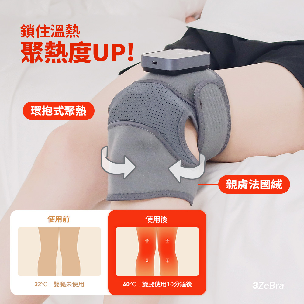 【3ZeBra三隻斑馬】好膝力｜溫感膝部按摩器, , large