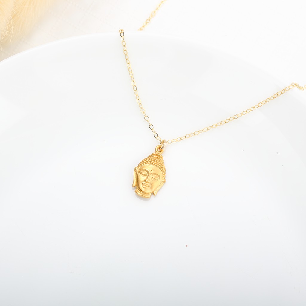 【Angel & Me】守護 佛頭 s925 純銀厚鍍24k純金項鍊 浴佛 生日禮, , large