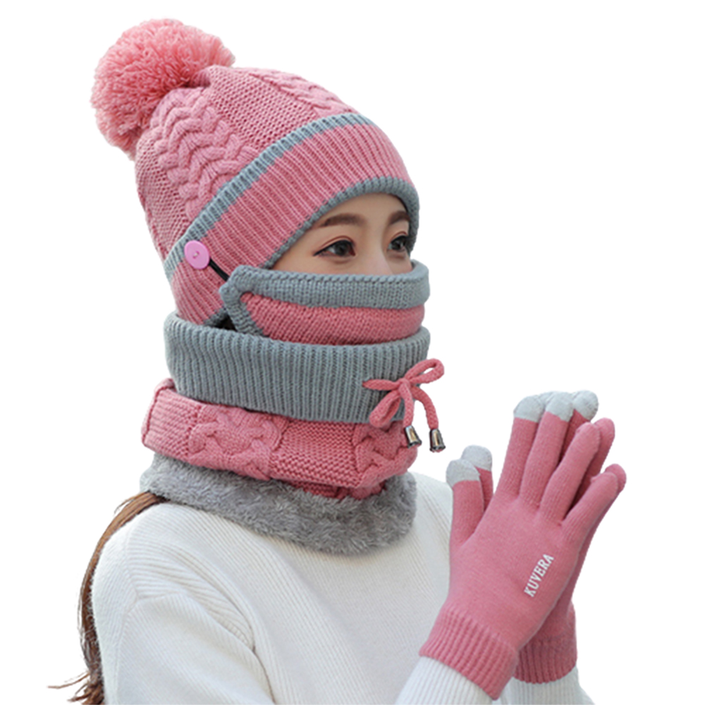 Fleece-Lined Beanie Set &ndash; 4 Pcs, , large