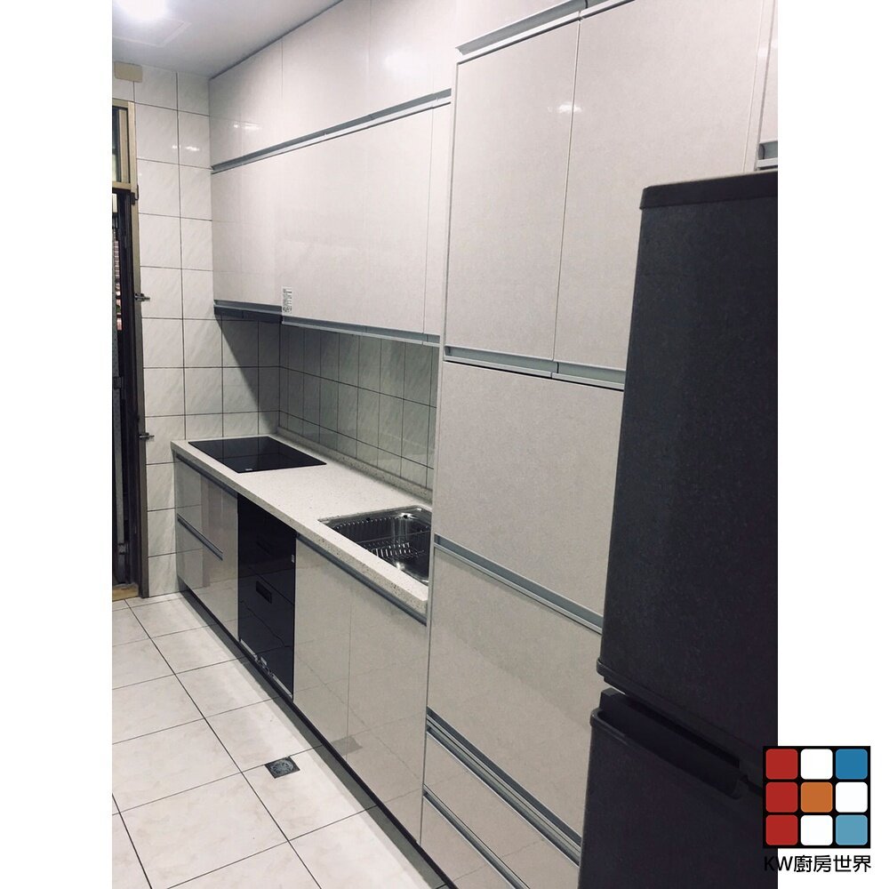 【KW廚房世界】系統廚具 廚房設計 客製化 廚櫃 流理台 工廠直營 一字型 240公分 白鐵檯面 櫻花 IH爐 烘碗機 排油煙機, , large