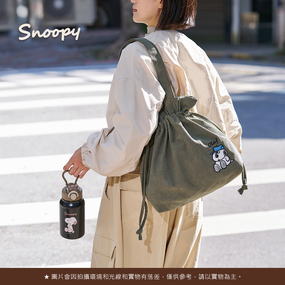 Snoopy史努比 復刻街町肩背束口PEVA保溫袋, , large