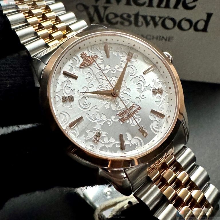 [星晴錶業]Vivienne Westwood手錶,38mm,VW30320銀白色錶面玫瑰金錶殼金銀相間精鋼錶帶款, , large