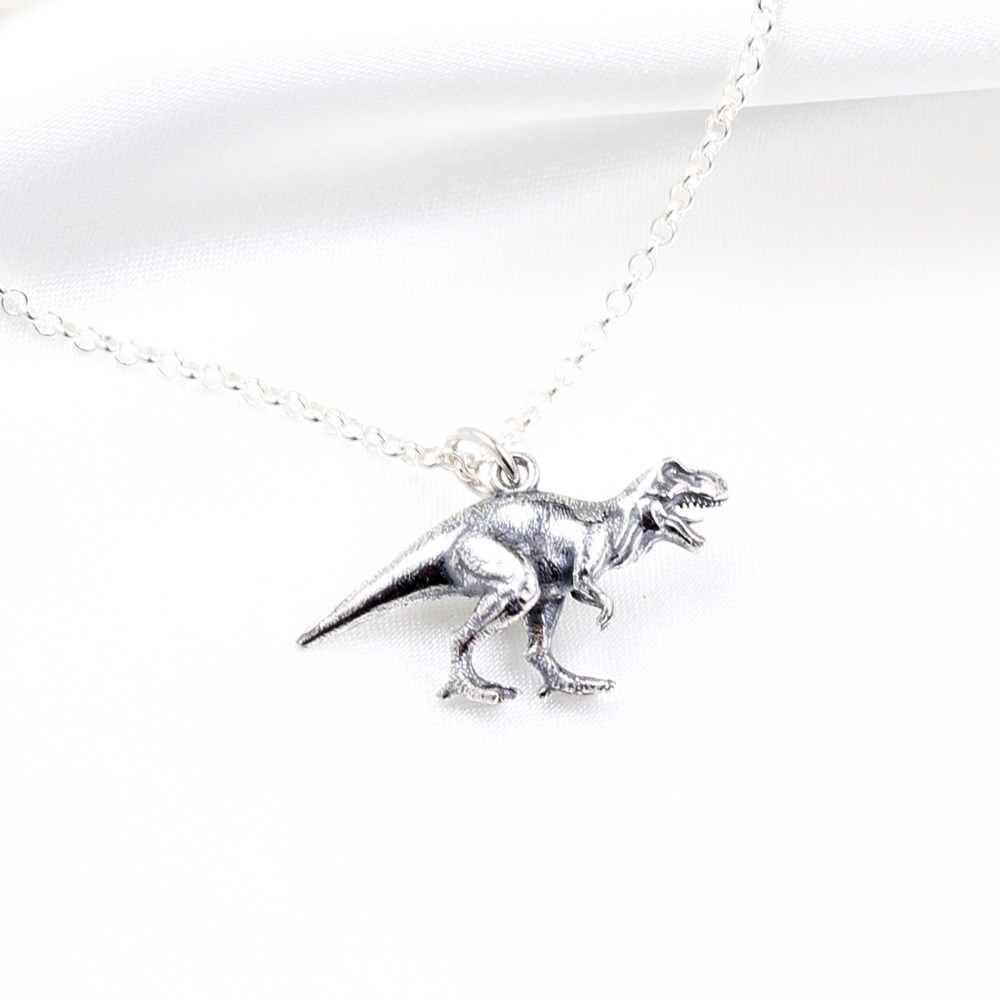 【Angel & Me】3D Dinosaur Tyrannosauru T-Rex s925 sterling silver necklace gift, , large