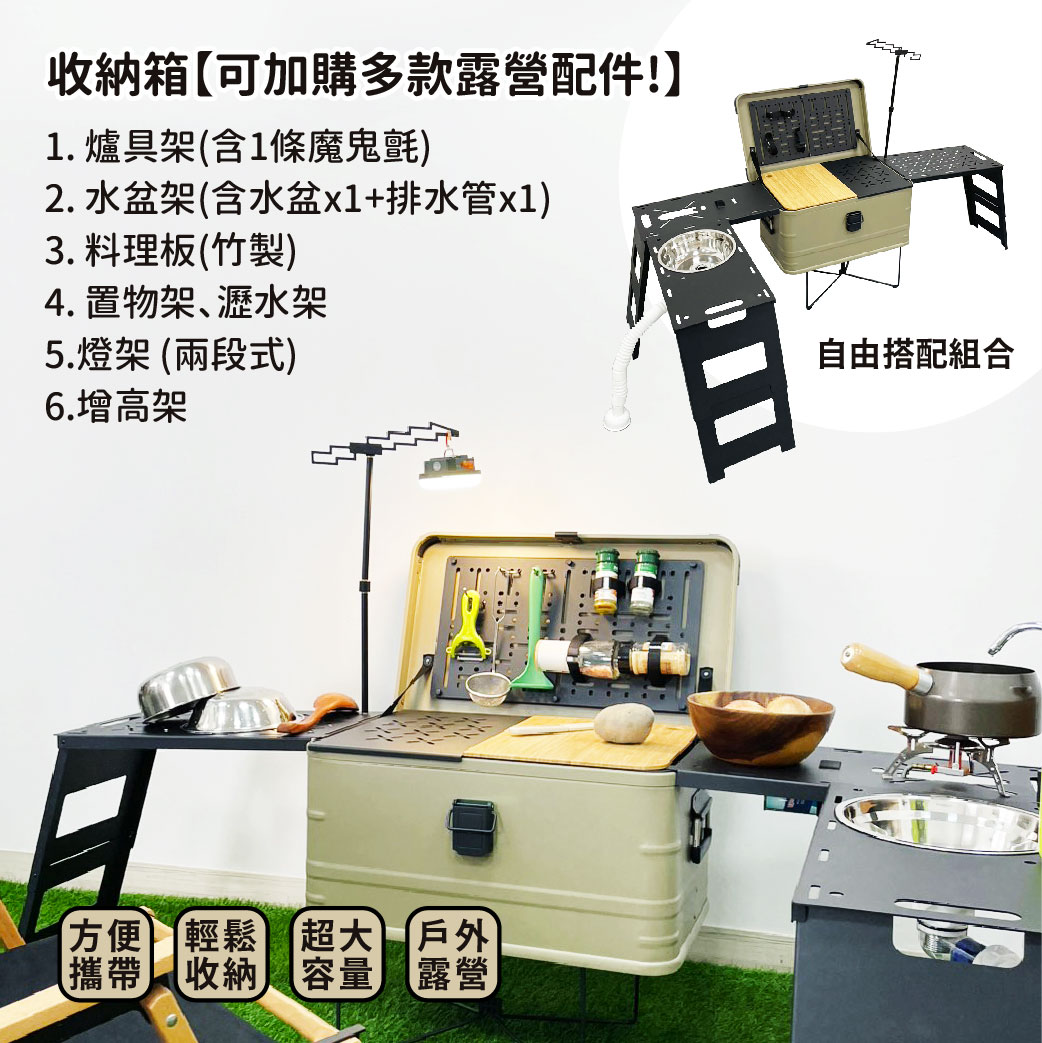 【津宏五金】【露營收納箱】台灣現貨/收納箱/戶外露營/超大容量/置物箱/戶外野炊/野餐/方便攜帶/戶外廚房, , large