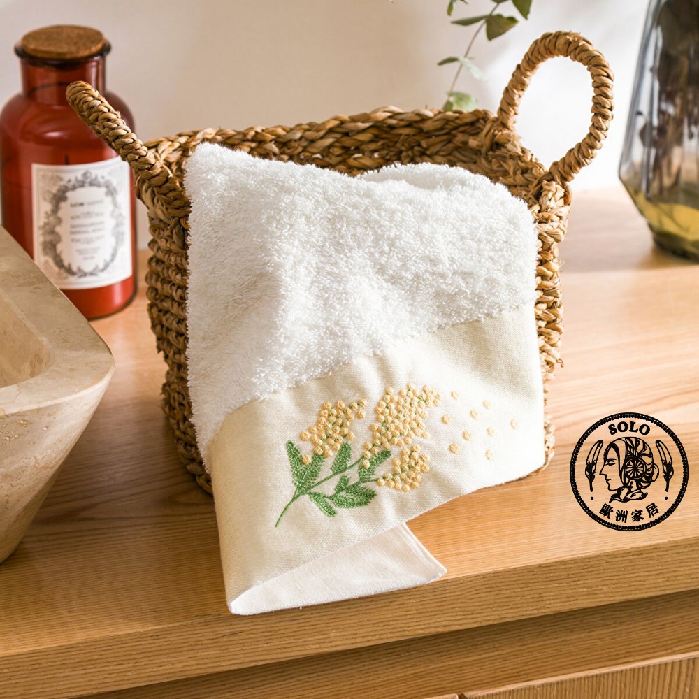 【SOLO歐洲家居】LCW Home 土耳其製 50x80cm 春日含羞草純棉刺繡毛巾 100%純棉 超吸水, , large