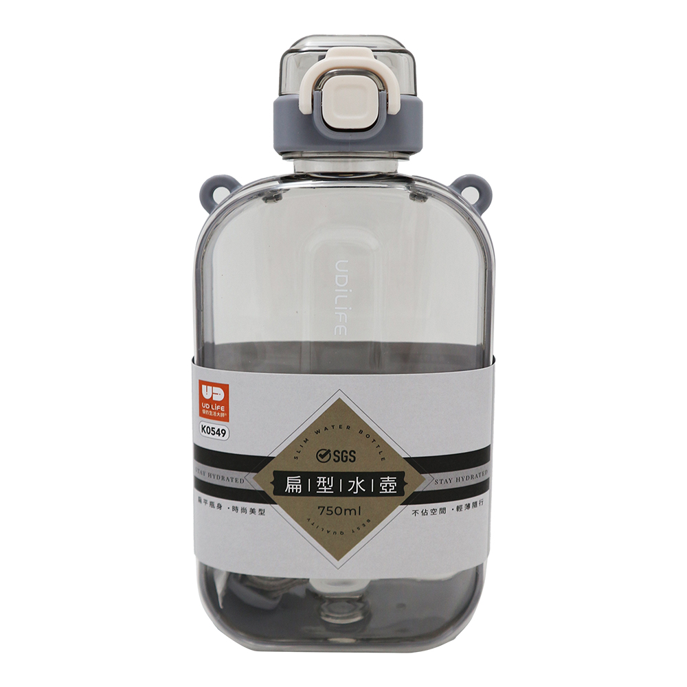 扁型彈蓋水壺-750ml-淺灰-2支, , large