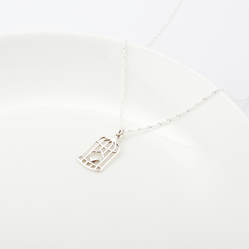 【Angel & Me】Bird in a cage s925 sterling silver necklace Valentine Day gift, , large