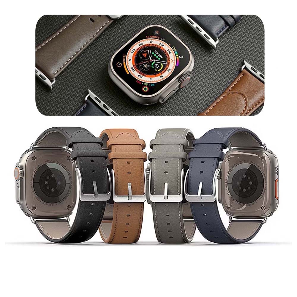 【山水之寶】DUX DUCIS Apple watch 44/45/49/S10 46/S11 46mm錶帶 不銹鋼針扣 優質皮革錶帶, , large