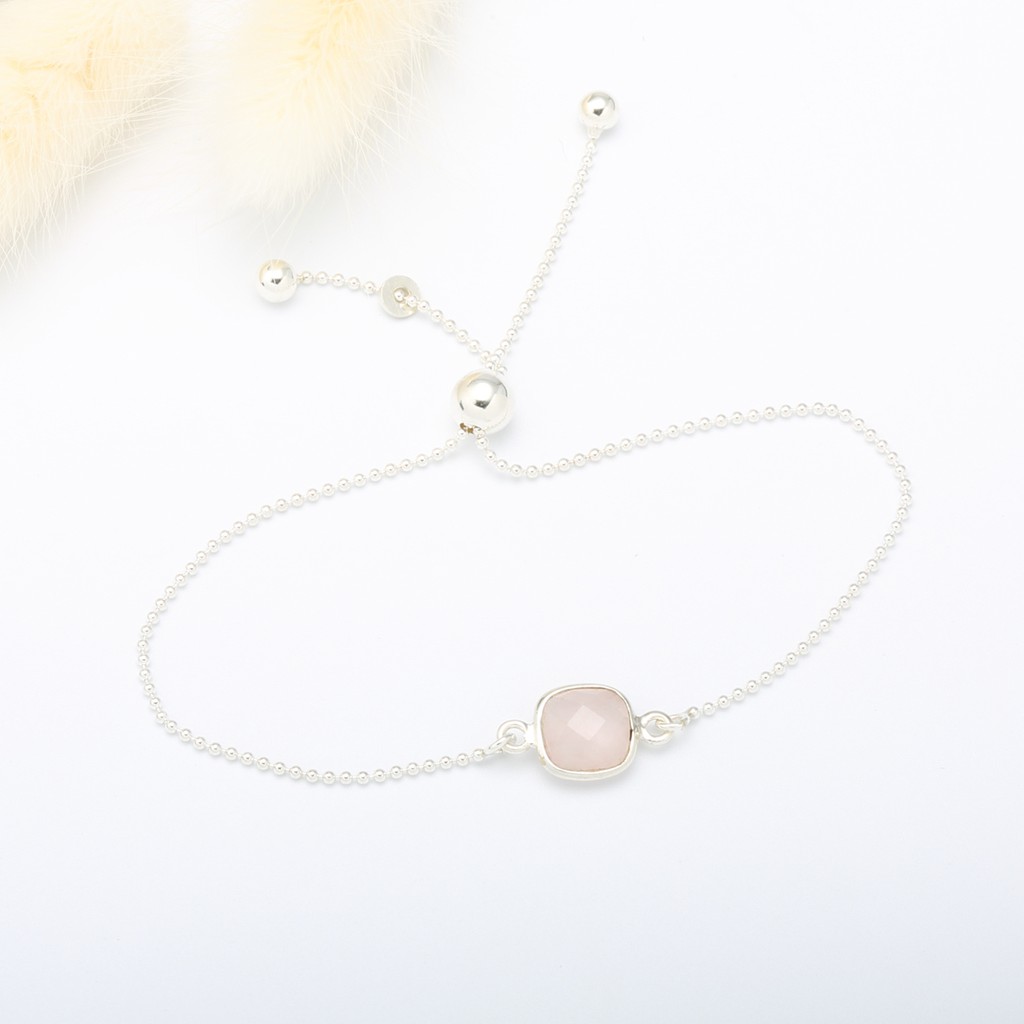 【Angel & Me】Rose quartz crystal pink simple bracelet Valentine Day gift, , large