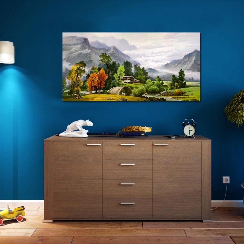 【御畫房】春山如笑 國家一級畫師手繪油畫60&times;120cm(VF-114), , large