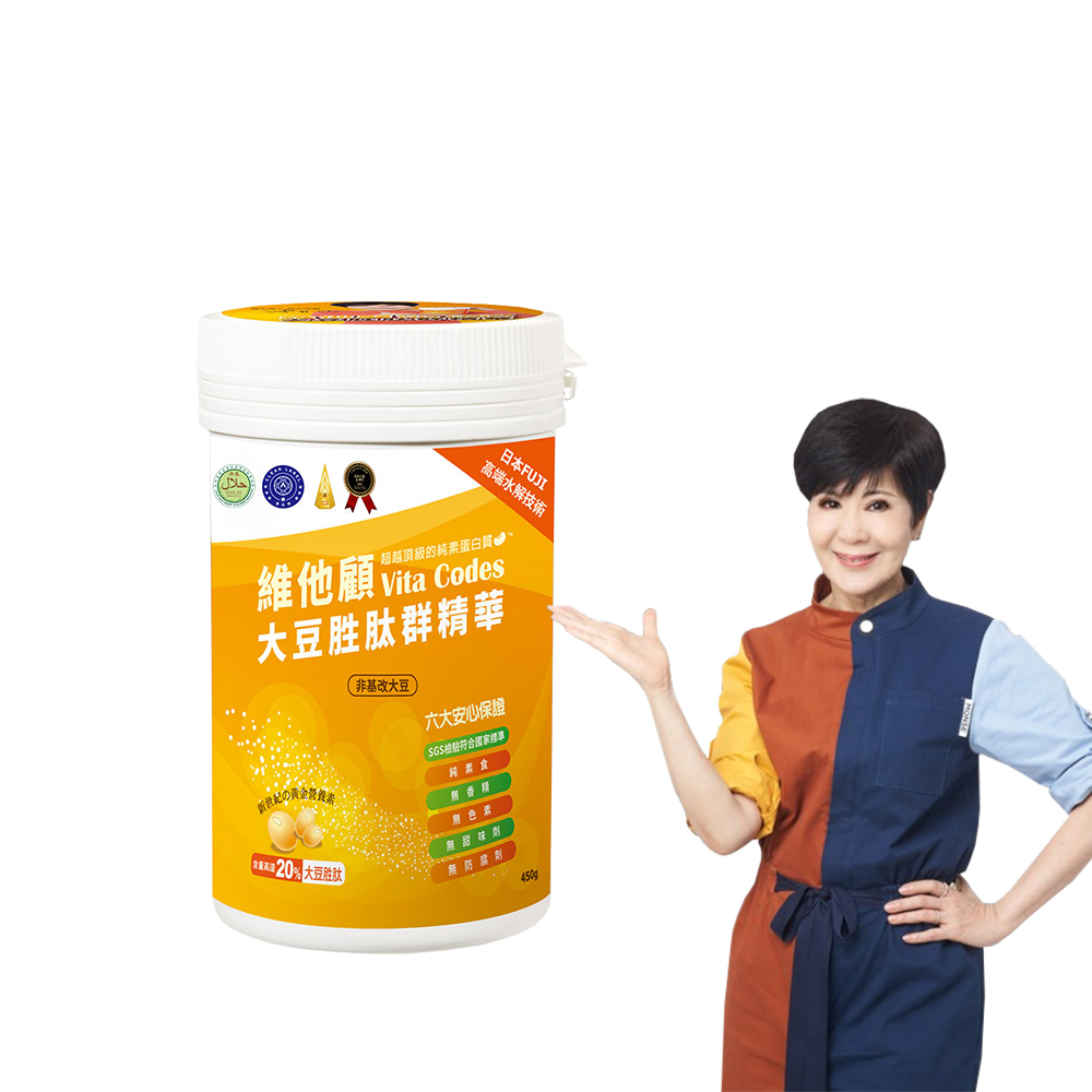 【Vita Codes】大豆胜肽群精華罐裝450g 陳月卿推薦 附湯匙+線上食譜-1罐組, , large