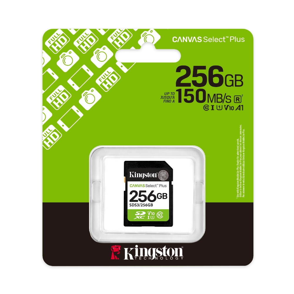 【Kingston】Canvas Select Plus 256GB SDXC U1 V10 UHS-I 記憶卡 讀取速度:150MB/s, , large