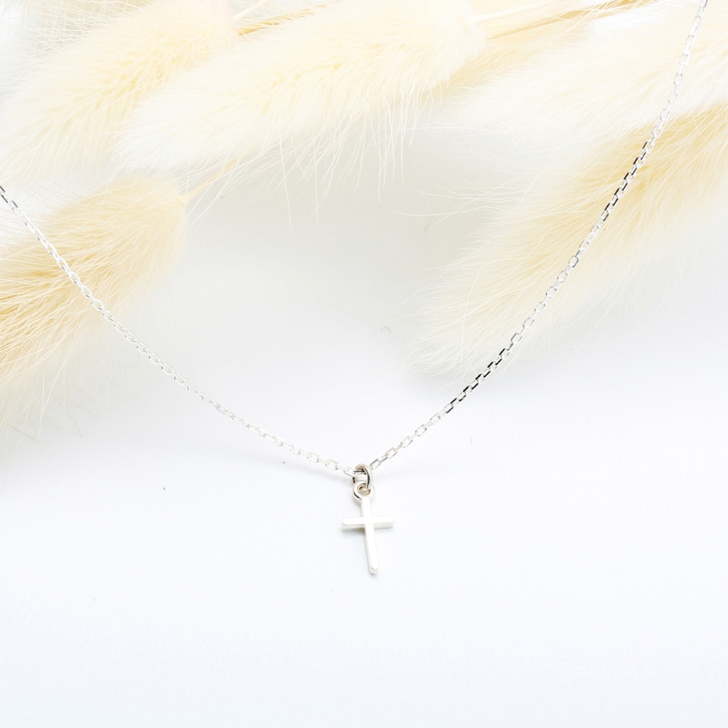 【Angel & Me】Simple Mini Cross s925 sterling silver necklace Faith God Jesus gift, , large