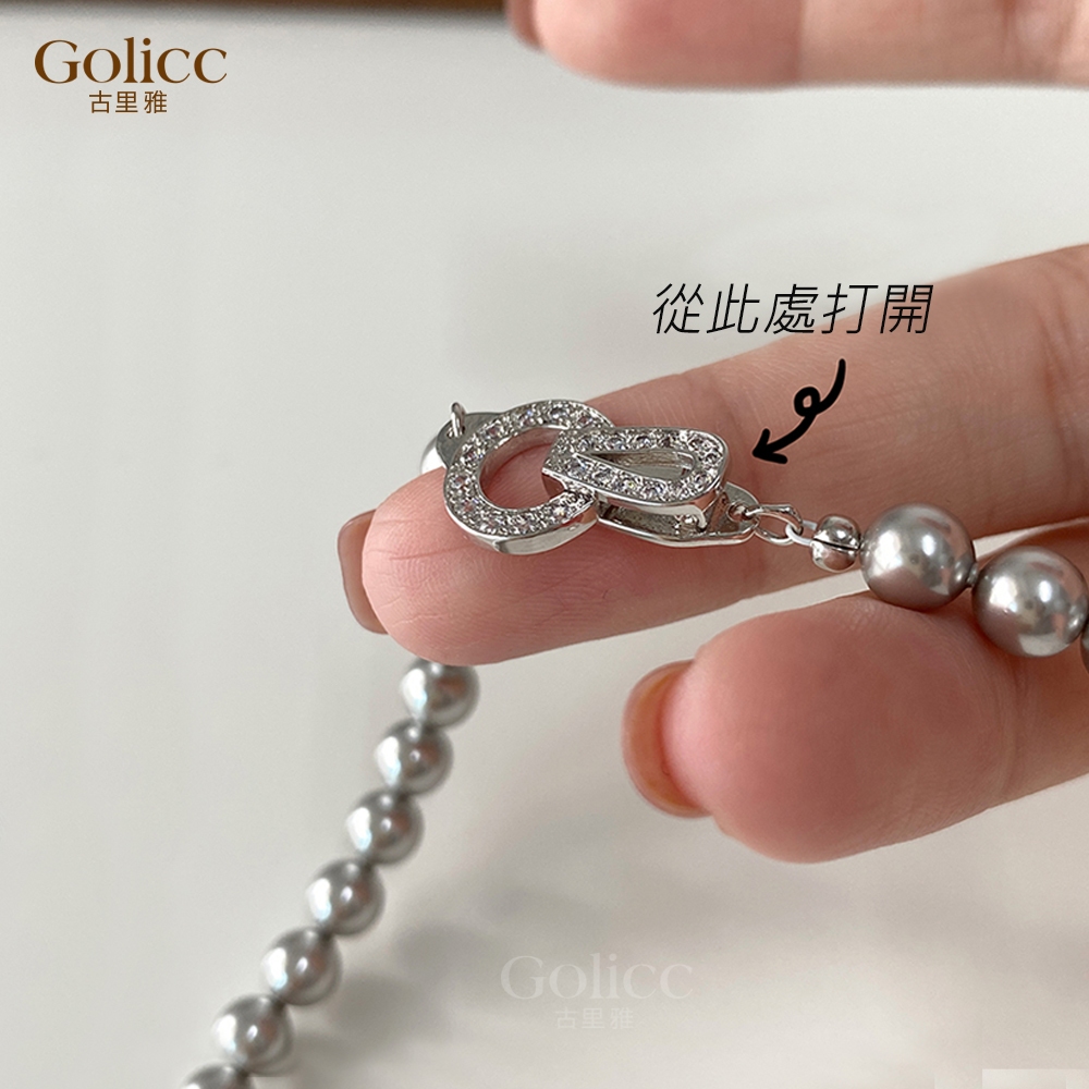 【Gulicc】古莉可 項鍊 最愛經典珍珠項鍊麻灰色, , large
