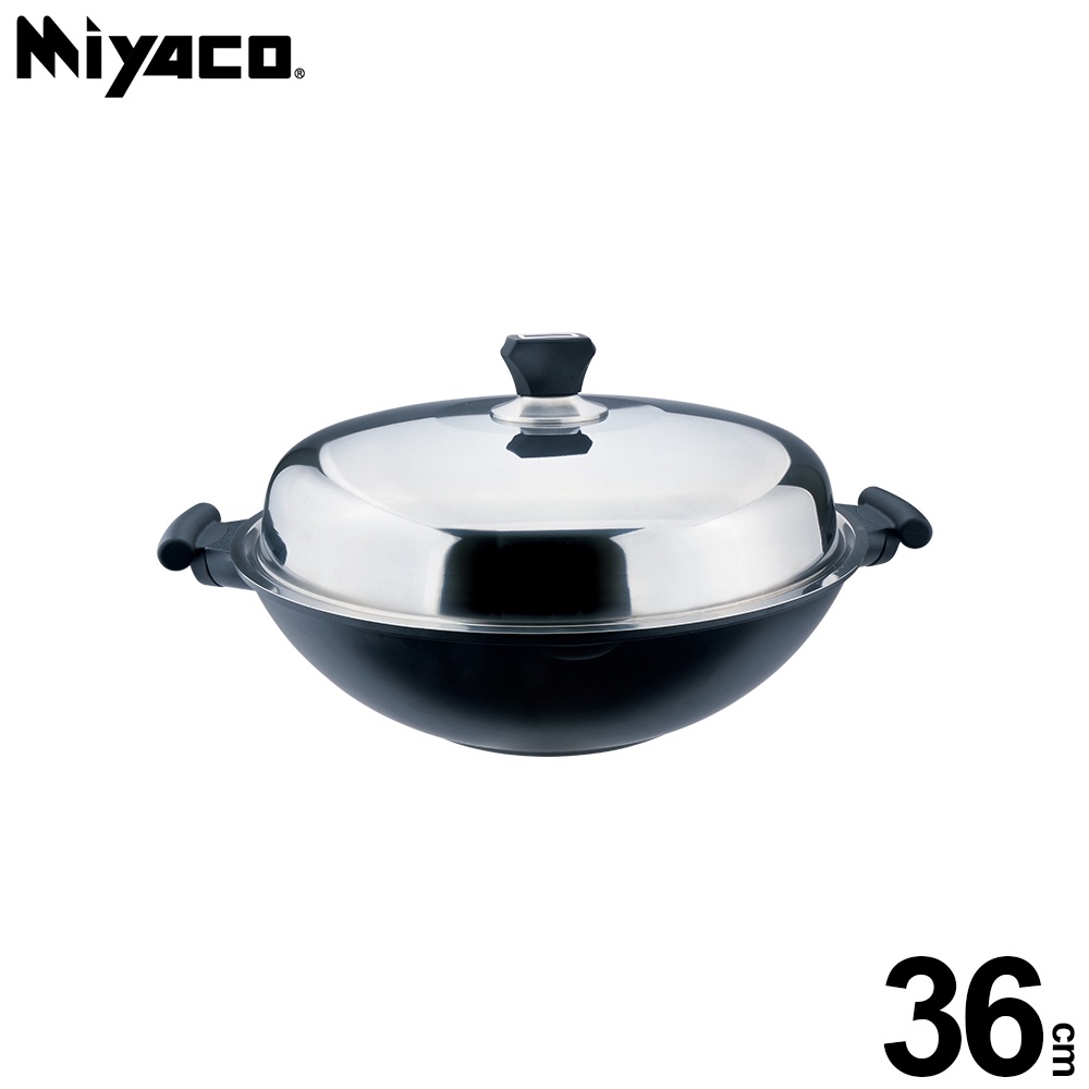 Miyaco 米雅可 礦岩鑄造不沾炒鍋深型炒鍋IH無蓋附蓋 36cm附蓋-Leidea樂德兒, , large