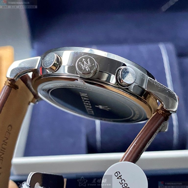 [星晴錶業]MASERATI手錶,42mm,R8871630001亮銅色錶面銀錶殼咖啡色真皮皮革錶帶款, , large