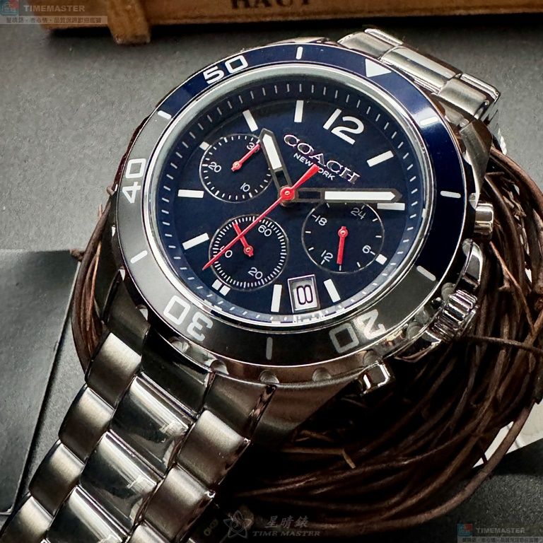[星晴錶業]COACH手錶,44mm,CH00180寶藍色錶面銀錶殼銀色精鋼錶帶款, , large