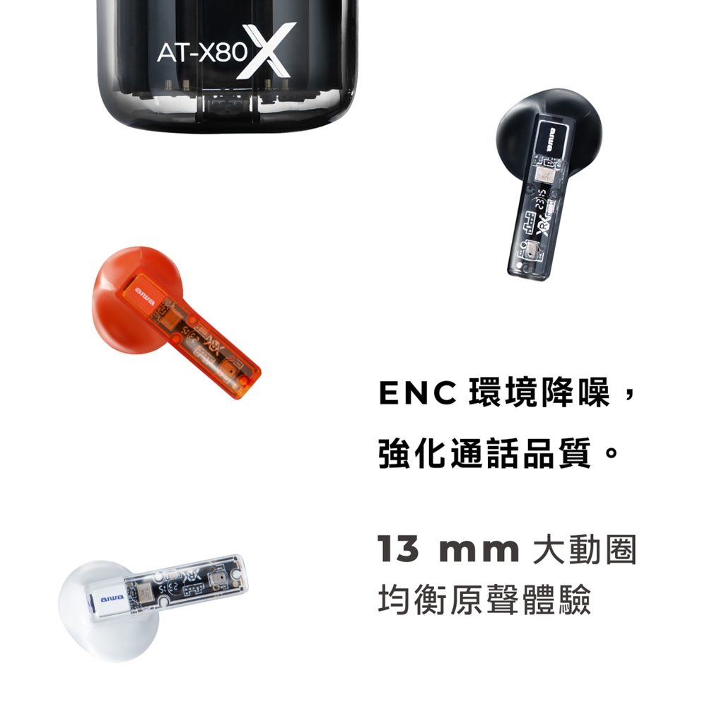 AIWA 愛華 ENC降噪真無線藍牙耳機 AT-X80X, , large