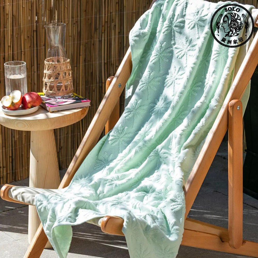 【SOLO Vintage】LCW Home 70x140cm Green Palm Leaf Bath Towel 100% Cotton Made in Turkey, , large