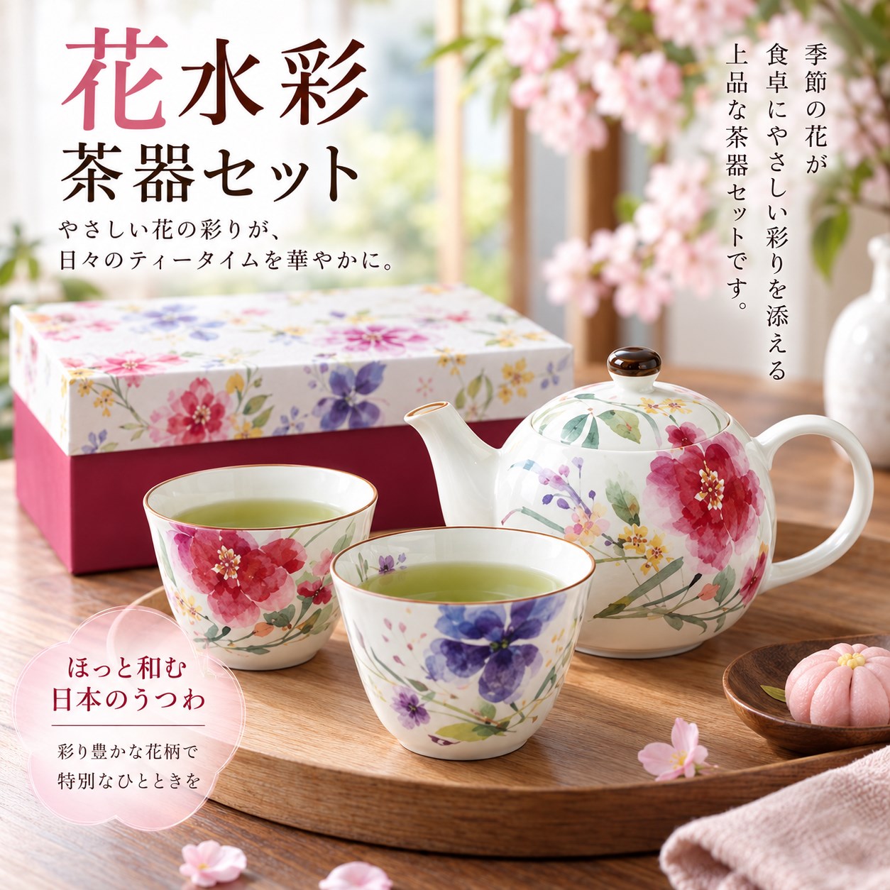 【HIYASU日安工坊】花水彩 茶器套組, , large