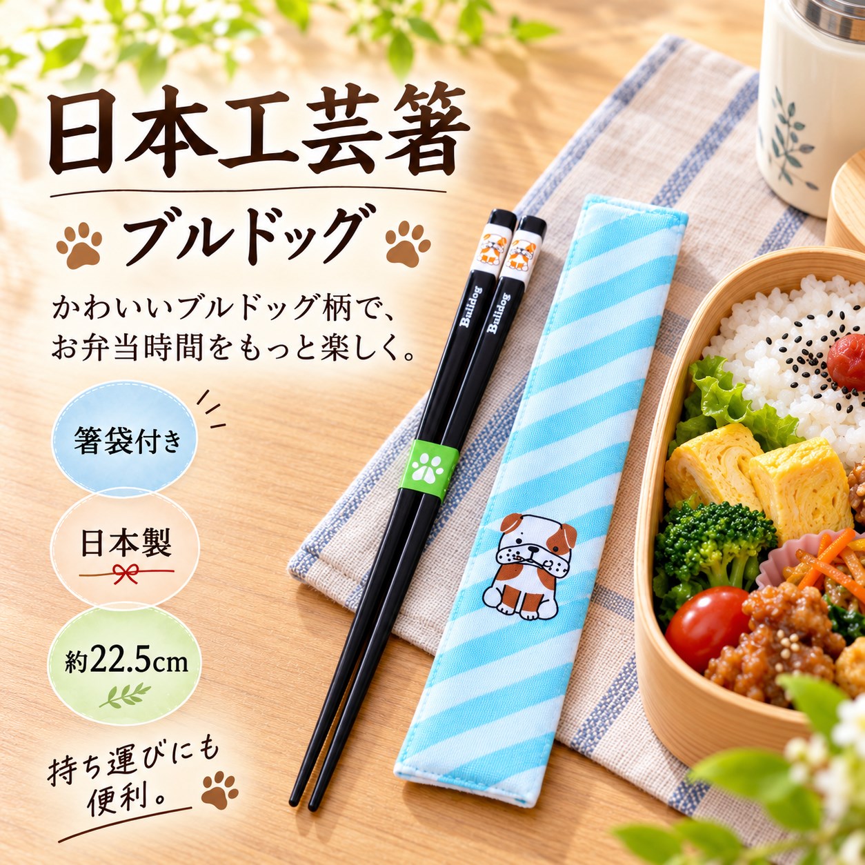【HIYASU日安工坊】日本工藝箸-鬥牛犬 附袋, , large