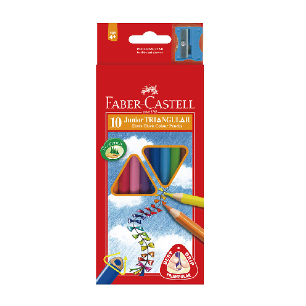 【Faber-Castell】輝柏 大三角油性色鉛筆 10色 /紙盒 16-116538-10, , large