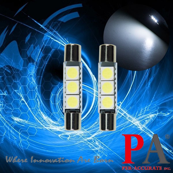 【PA LED】Ford Kuga 保險絲型 28MM 29MM 3晶 SMD LED 白光 暖白光 藍光 化妝燈, , large