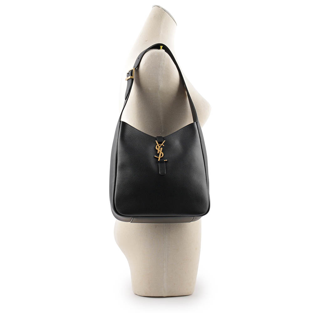 YSL LE 5 A 7 Hobo 小牛皮小款肩背包/黑色, , large