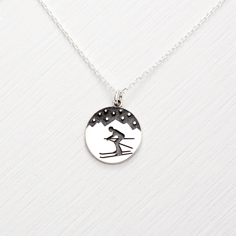 【Angel & Me】Mountain Ski s925 sterling silver necklace Birthday gift, , large
