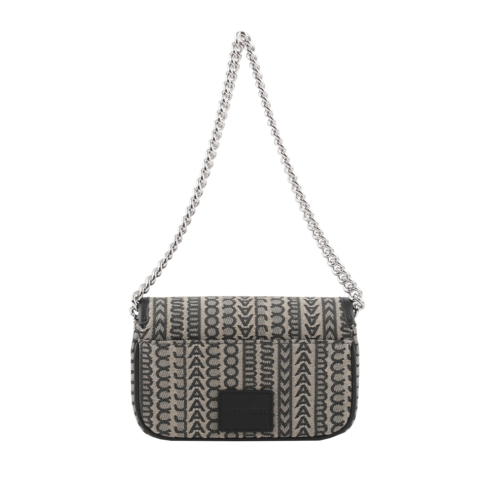 MARC JACOBS THE MONOGRAM J MARC 滿版標誌翻蓋迷你二用包/黑色/深米色, , large