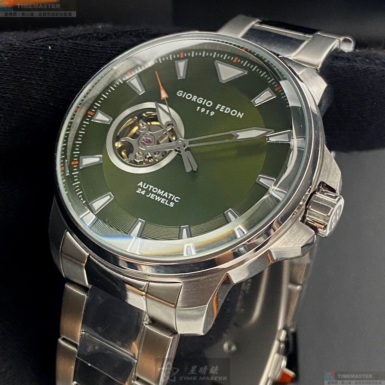 [星晴錶業]GiorgioFedon1919手錶,46mm,GF00120墨綠色錶面銀錶殼銀色精鋼錶帶款, , large