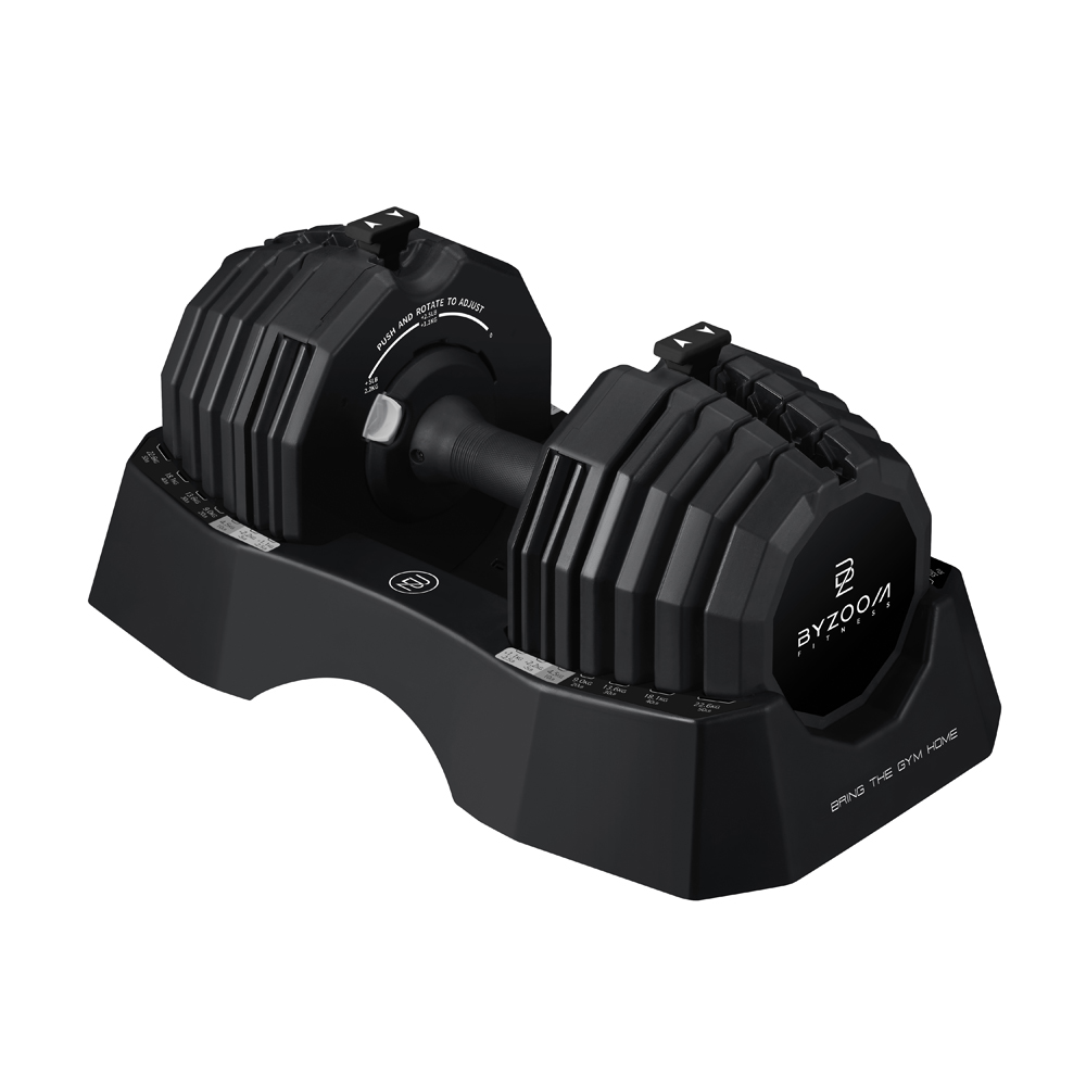 【BYZOOM FITNESS】Classic Series 25kg (55LB) 15段重量 可調式啞鈴(黑), , large