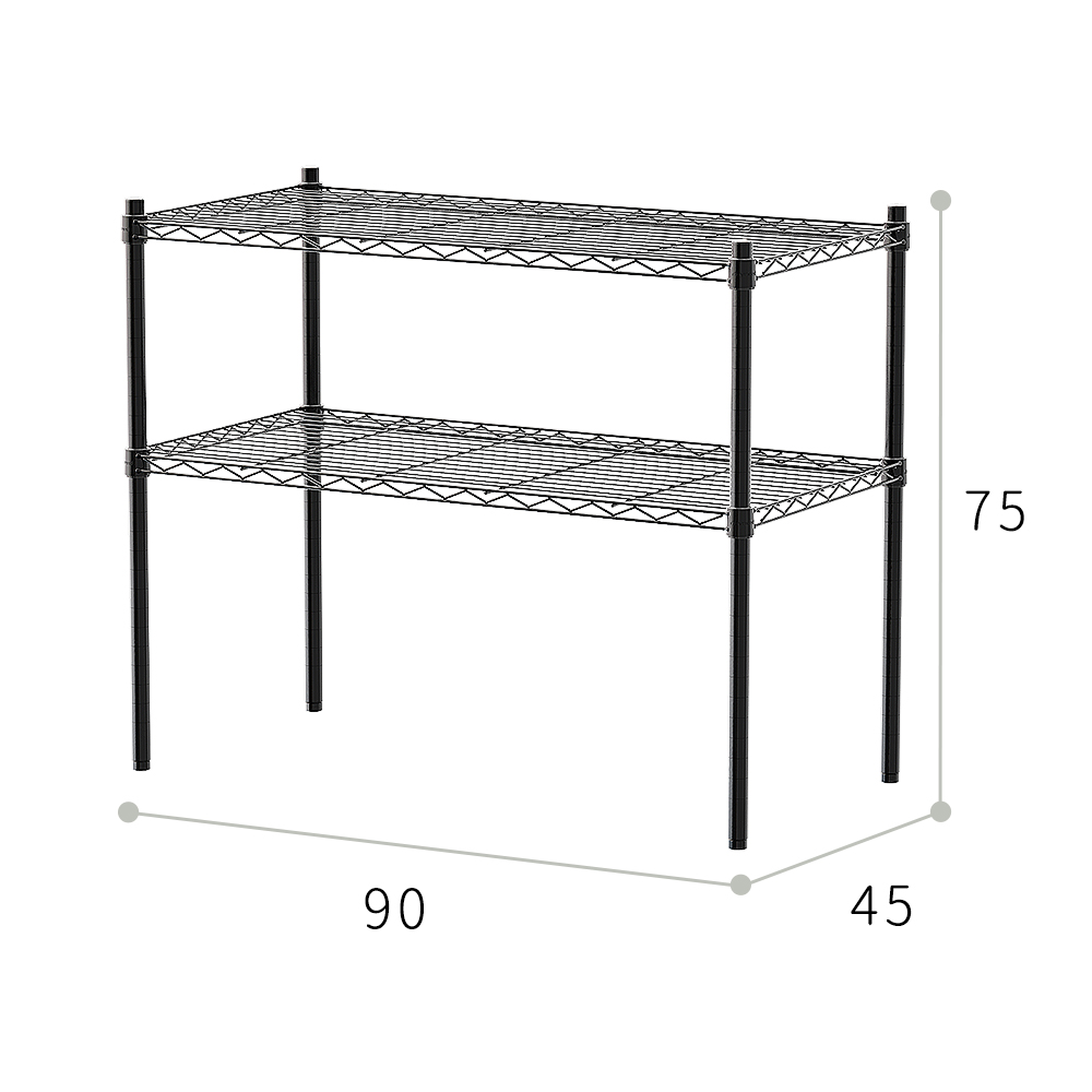 【Y HOUSE】90x45x75cm Lightweight Two-layer Iron Rack Iron Rack Shelf - Painted Black, , large