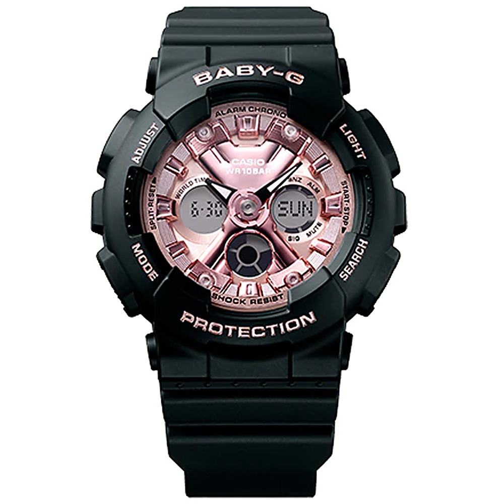 CASIO 卡西歐 BABY-G 人氣休閒手錶-黑X粉紅 BA-130-1A4, , large