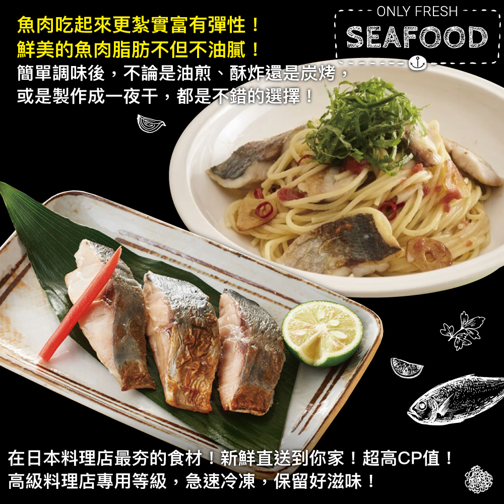 小川漁屋 台灣野生竹筴魚切片10片(80~100g/片), , large
