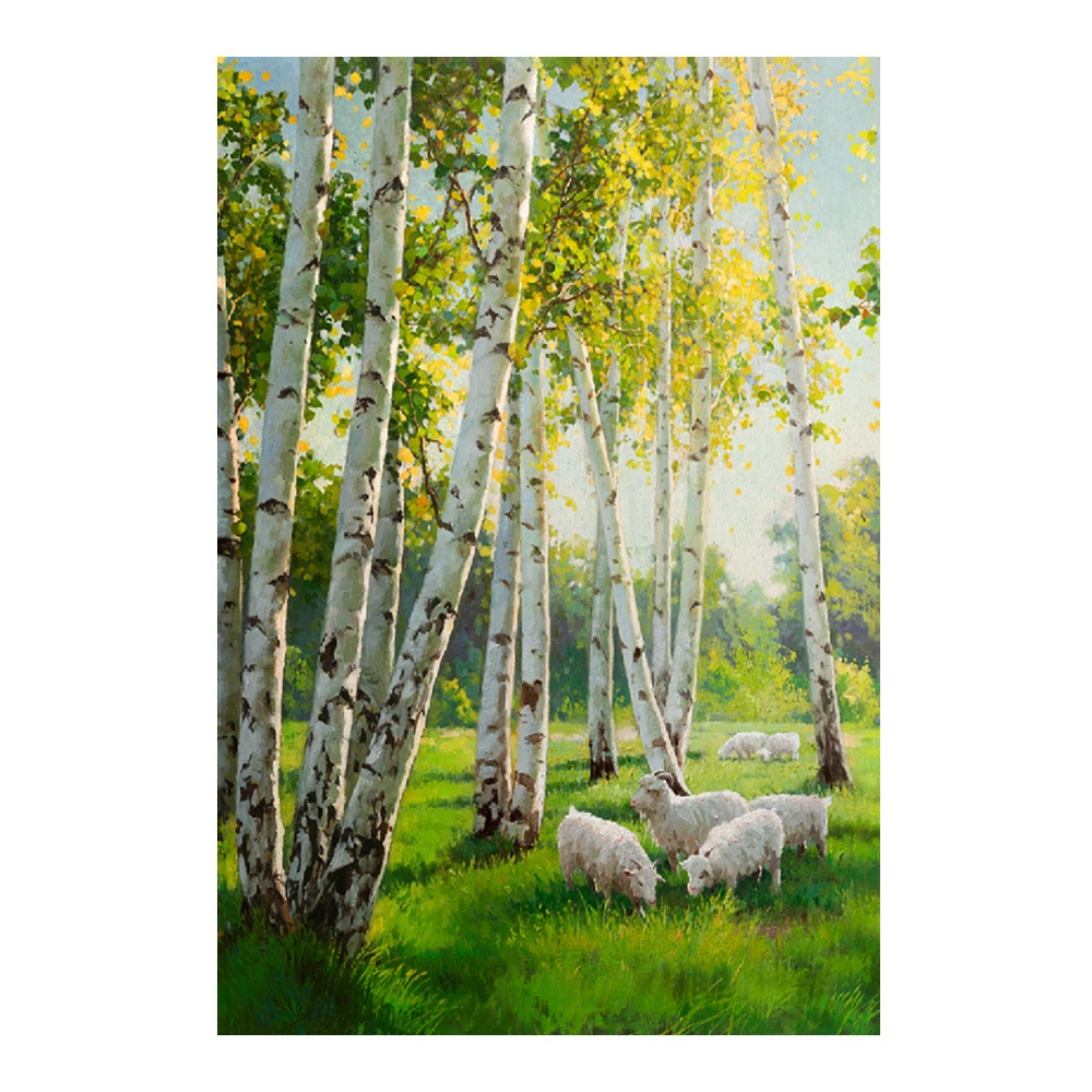【御畫房】白樺林之春 國家一級畫師手繪油畫60&times;90cm(VF-99), , large