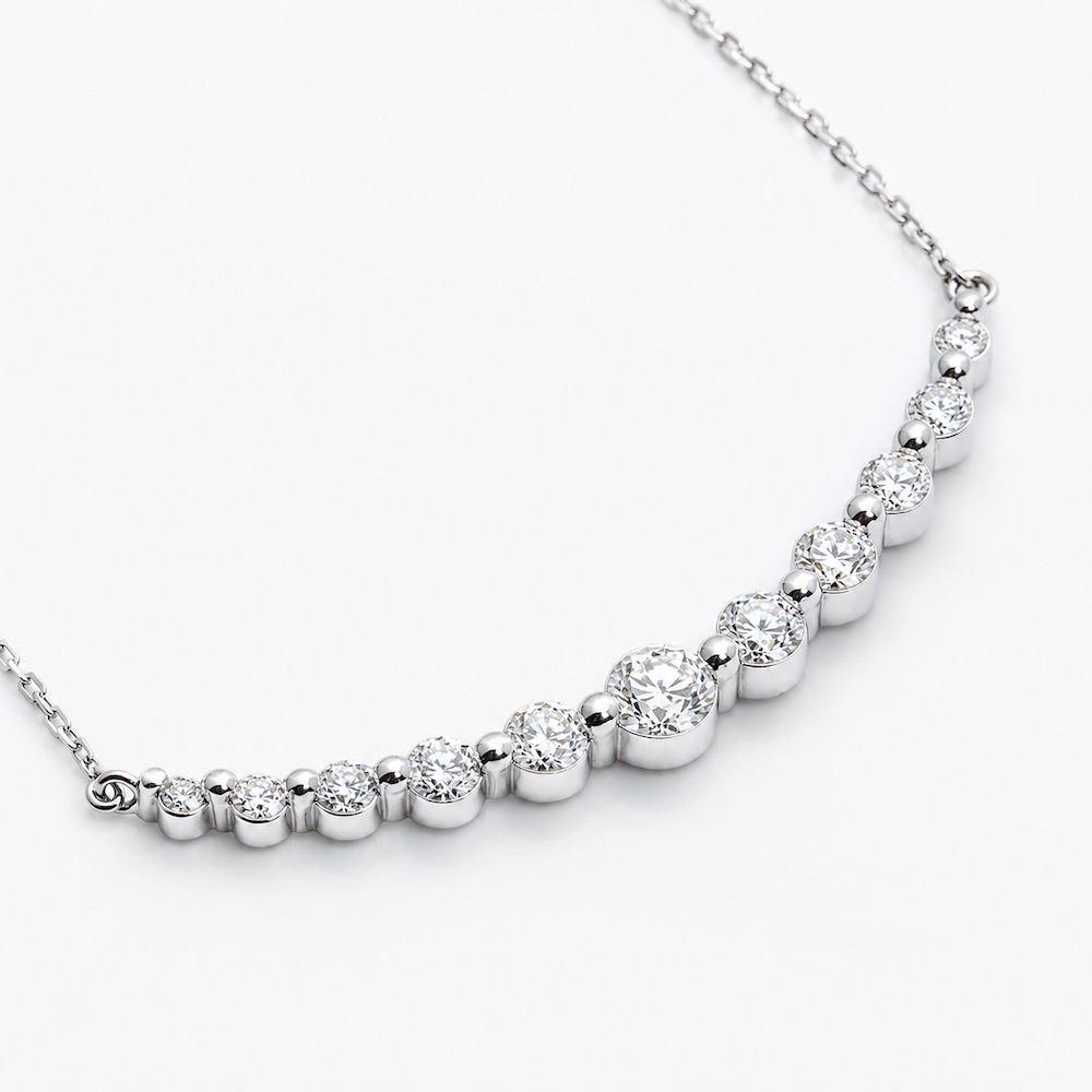 【A'jane】18K白金 璀璨序列 排鑽項鍊 天然真鑽 鑽石項鍊 A032503-002, , large