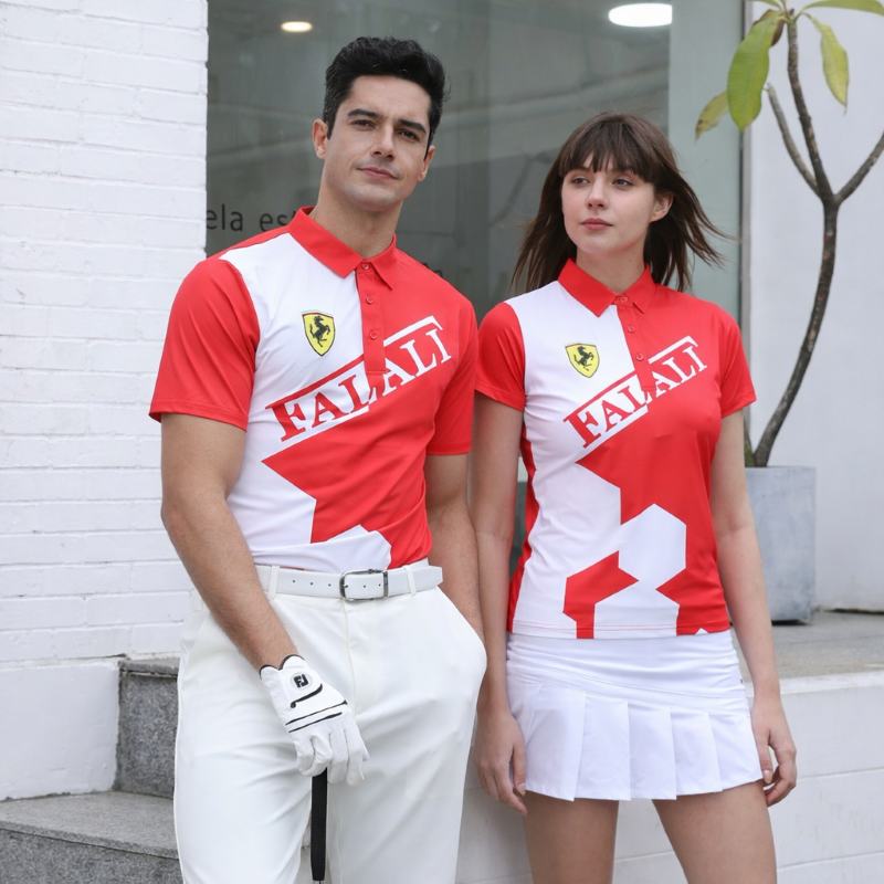 【FALALI】Short-sleeved cooling polo shirt - Women's (red/white) , , large