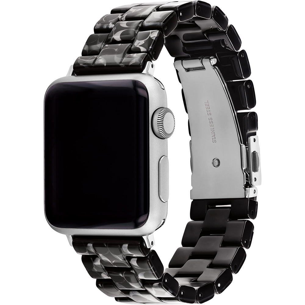 COACH Apple Watch 錶帶 38/41/42mm 適用 錶帶- 黑色C字玳瑁紋(不含手錶), , large