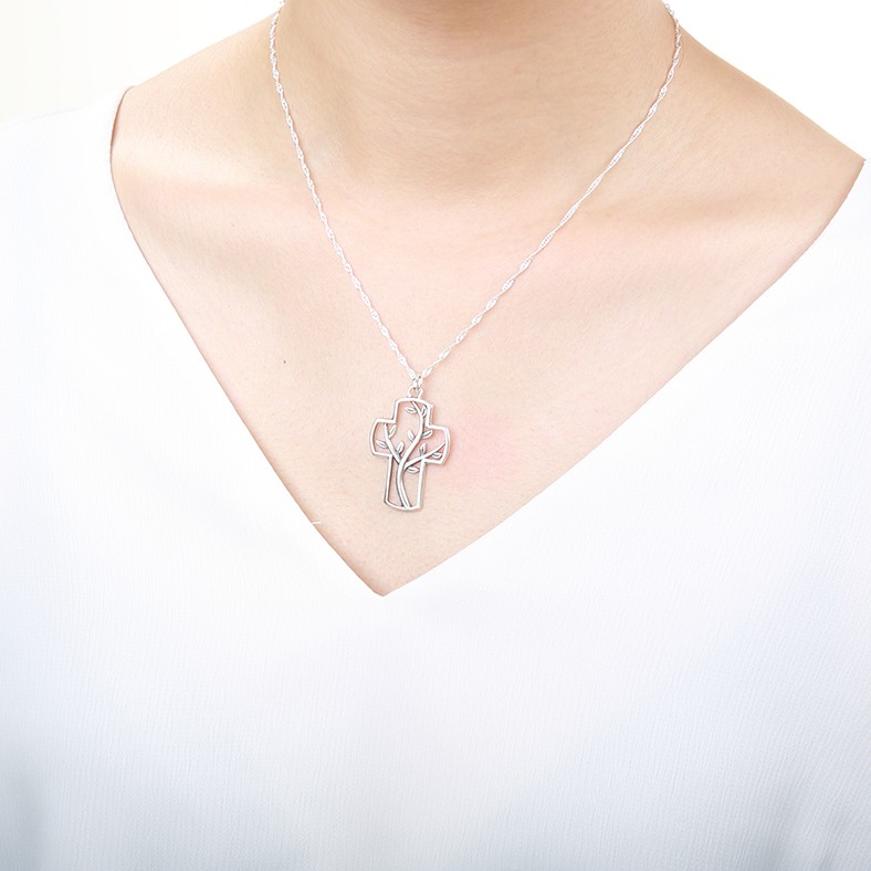 【Angel & Me】Tree of Life Cross 925 sterling silver necklace Christmas gift, , large
