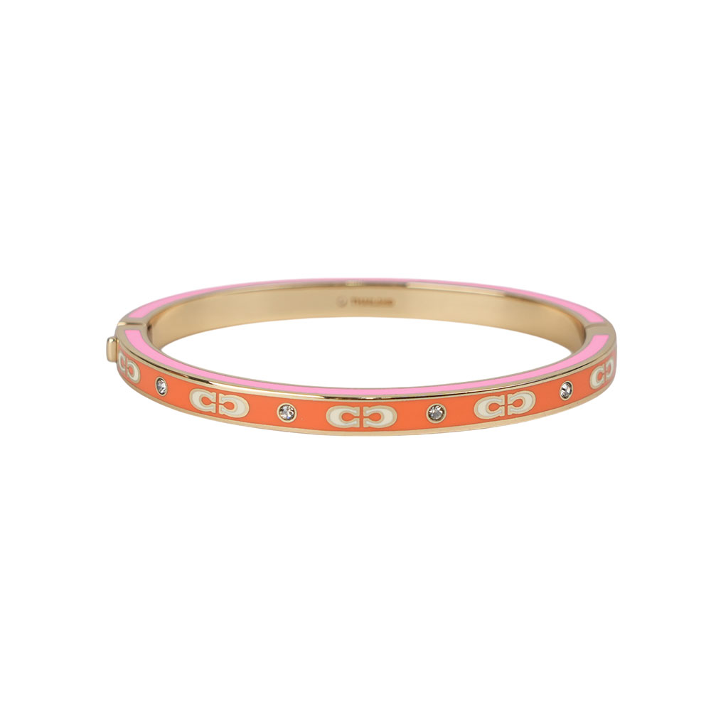 COACH CC Logo 琺瑯及水鑽不可調手環/金色/橙色/粉色, , large
