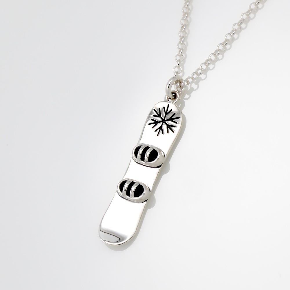 【Angel & Me】3D Snowboard s925 sterling silver necklace ski sport gift, , large