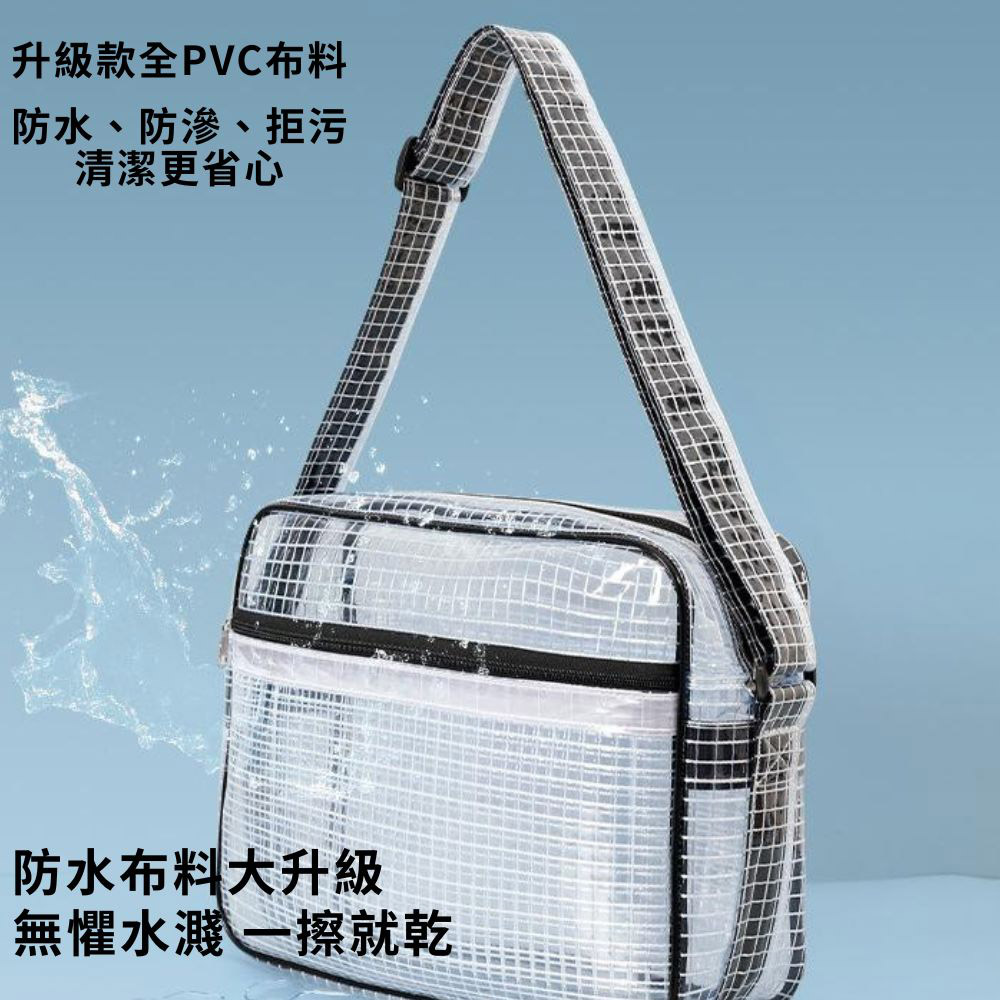 Large size (no dividers) transparent mesh sling bag for crossbody use, 40*30*8cm (17 inches), , large