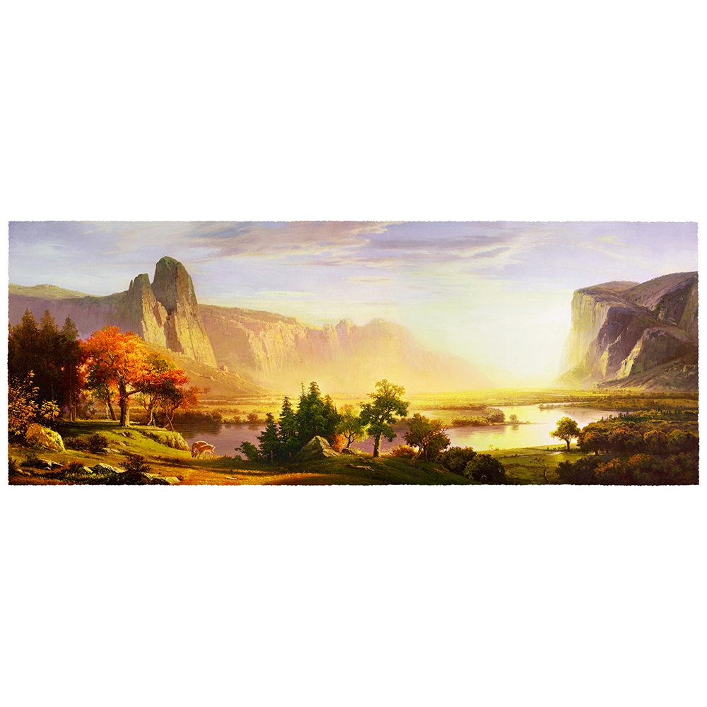 【御畫房】湖邊美景 國家一級畫師手繪油畫60&times;120cm(VF-54), , large