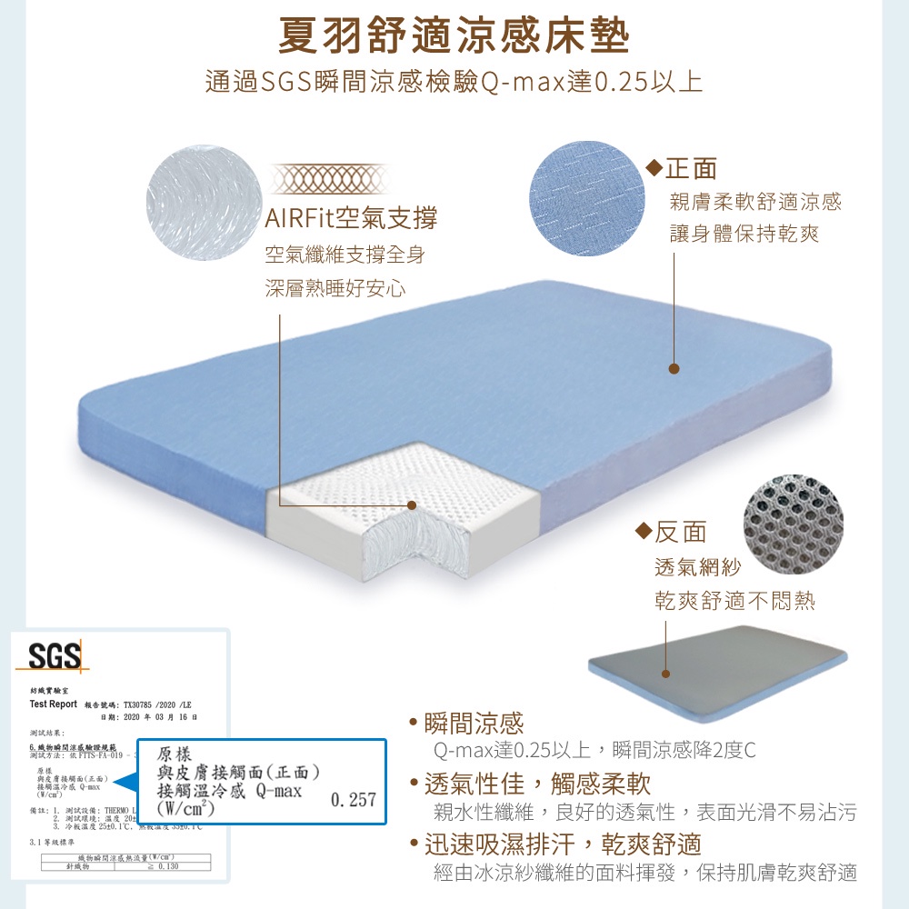 【日本旭川】AIRFit氧活力夏羽涼感2.2cm空氣床墊 伊正推薦 舒適支撐 可水洗 6D透氣循環 涼墊, , large