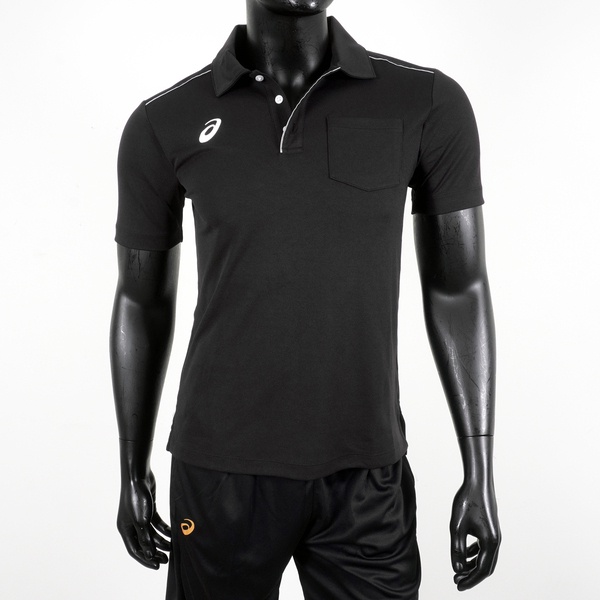 Asics 男 Polo衫 短袖 上衣 運動 休閒 吸濕 快乾 透氣 反光 亞瑟士 黑 [2033B516-001], , large